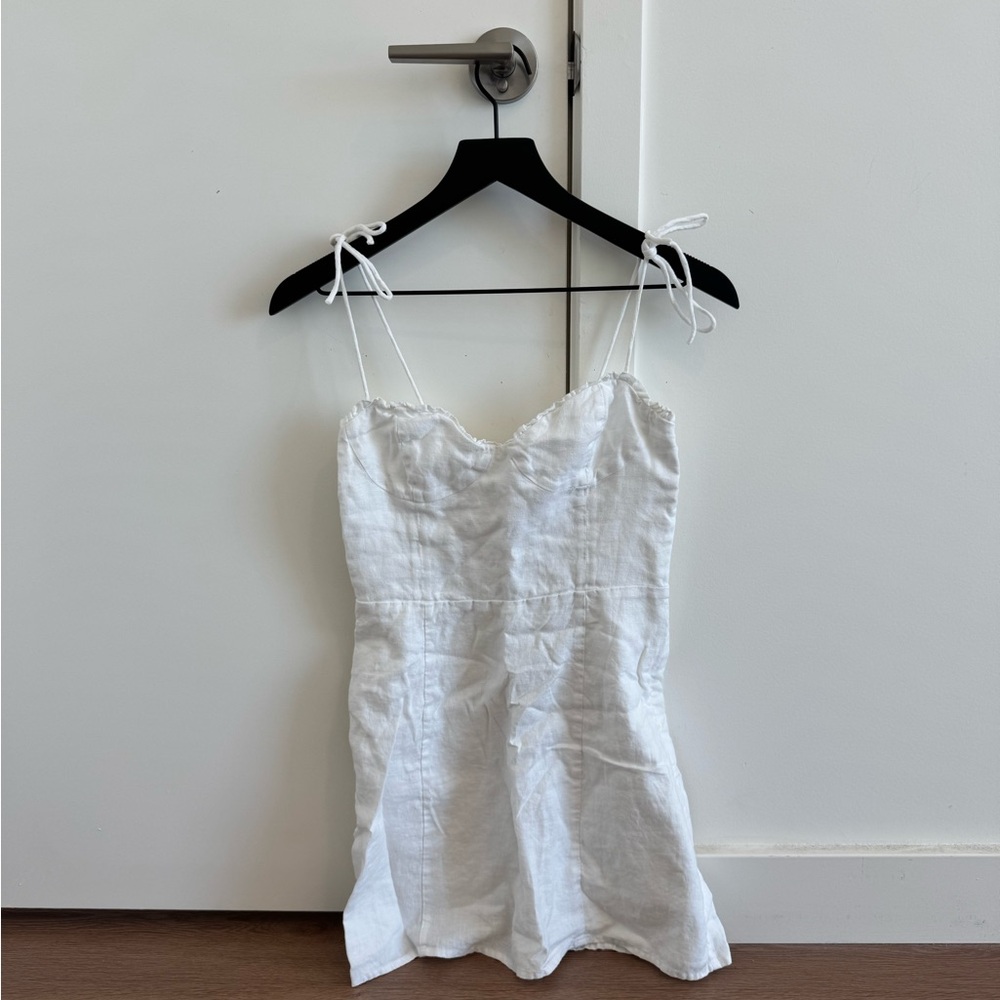 Wilfred White Linen Tie-Shoulder Mini Dress
